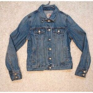 Womens Old Navy Jean Jacket Size Small S Metal Button Light Wash Blue Denim